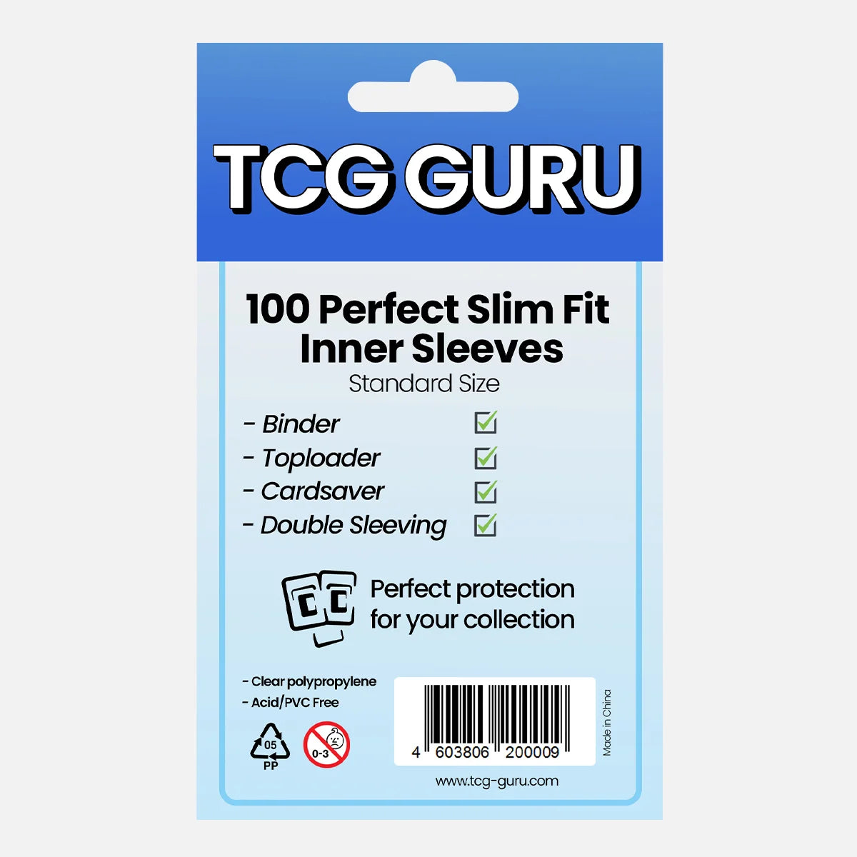 TCG GURU Schutzhüllen - Perfect Slim Fit Inner Sleeves (100) - Transparent